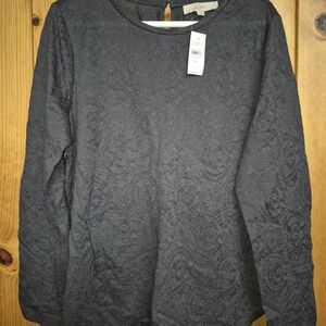 LOFT Women's Charcoal Patterned Blouse